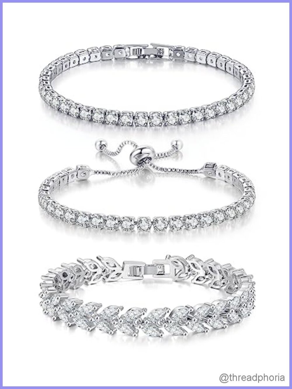3 Pack CZ Tennis Bracelets for Women Silver Gold Plated Jewelry Set